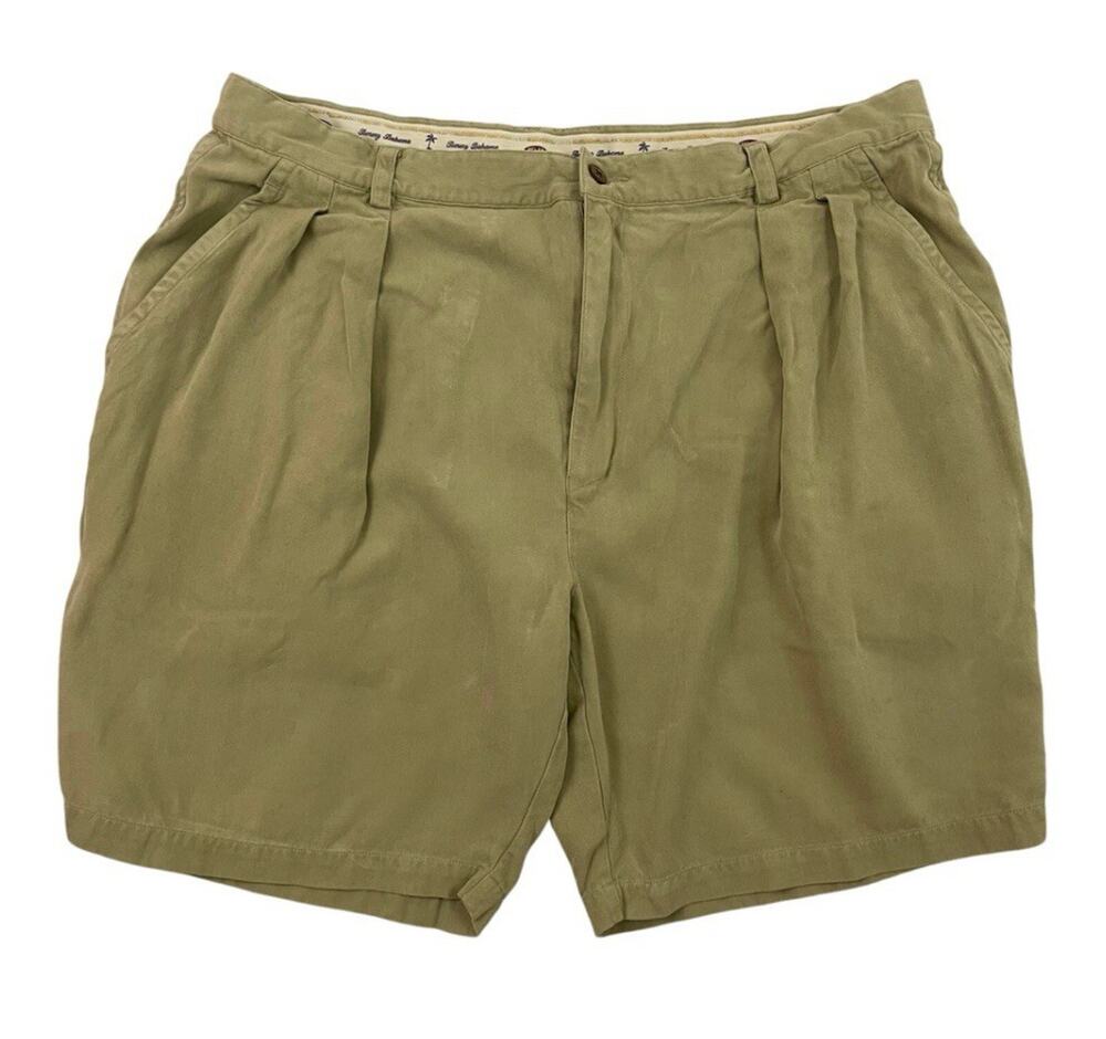 Tommy Bahama Shorts Mens 40 Khaki Tan Silk Relax Fit Pleated Travel Golf Chinos